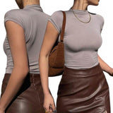 BLK Body Fit Knit Stretch Movk Neck Tee Top