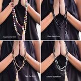 2SKN 108-Bead Mala Necklace for Meditation, Yoga, Mindfulness – Natural Crystal Healing Stones (Blessed Option)