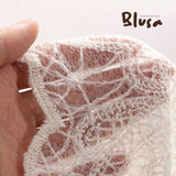 BLUSA Lace Sheer Puff Sleeve Mock Neck Blouse Top