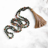 2SKN 108-Bead Mala Necklace for Meditation, Yoga, Mindfulness – Natural Crystal Healing Stones (Blessed Option)