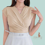 BLUSA Overlap Knit Stretch Blouse Top (Breastfeeding / Big Bust Ideal)