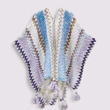 WRAP Boho Crochet Zigzag Shawl Wrap – Handwoven Multicolor with Tassels | Cozy Layered Poncho