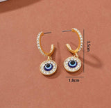 BLING Gold Evil Eye Huggie Earrings with Crystal Halo – Dainty Protection Charm