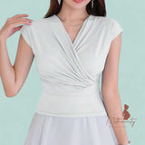 BLUSA Overlap Knit Stretch Blouse Top (Breastfeeding / Big Bust Ideal)