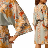 GYPSY Boho Floral Print Smock Waist Short Dress