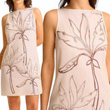 GYPSY Dainty Leaves Woven Sleeveless Shift Dress