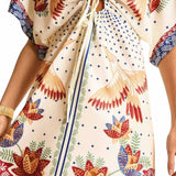 GYPSY Tropical Low V Neck Batwing Boho Dress