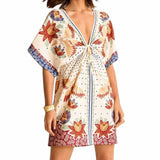 GYPSY Tropical Low V Neck Batwing Boho Dress