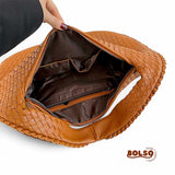 PREORDER BOLSO Woven Faux Leather Large Hobo Bag Zipper Closure
