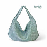 PREORDER BOLSO Woven Faux Leather Large Hobo Bag Zipper Closure