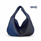PREORDER BOLSO Woven Faux Leather Large Hobo Bag Zipper Closure