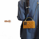 PREORDER BOLSO Two Tone Box Bag Chain Leather Crossbody Strap