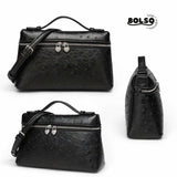 PREORDER BOLSO Faux Leather Ostrich Pattern Vanity Satchel Shoulder Bag