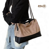 PREORDER Suede Diamond Stitch Pattern Chain Sling Tote Bag