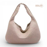 PREORDER BOLSO Woven Faux Leather Large Hobo Bag Zipper Closure