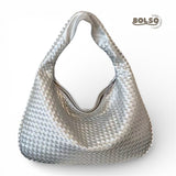 PREORDER BOLSO Woven Faux Leather Large Hobo Bag Zipper Closure