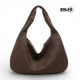 PREORDER BOLSO Woven Faux Leather Large Hobo Bag Zipper Closure
