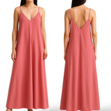 BLK Classic V Neck Strap Maxi Woven Flowy Dress