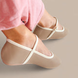 SALLY Two Tone Twill Textured Leather Soft Mary Jane Doll Shoes