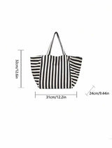 BOLSO Striped Carry-All Tote β Oversized Canvas Bag for Everyday Utility & Style