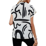 GBOSS Printed V Neck Extended Sleeve Top
