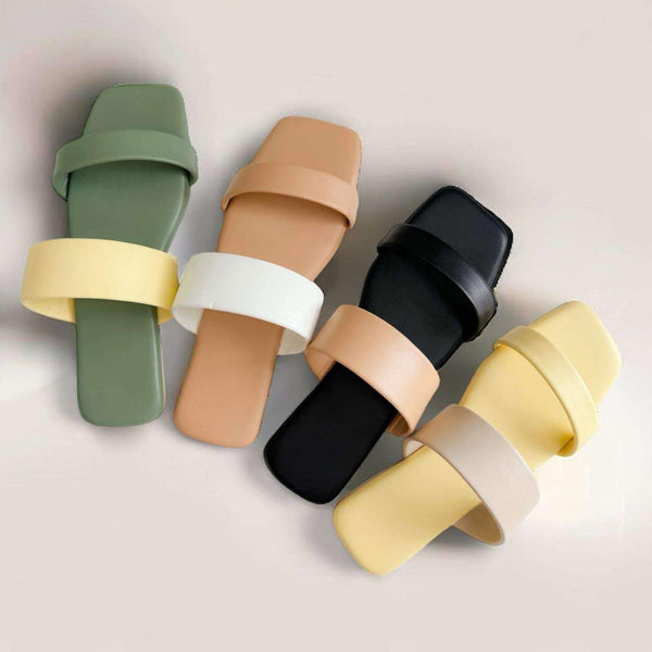 SABRINA Two-Tone Cushioned Flat Slides