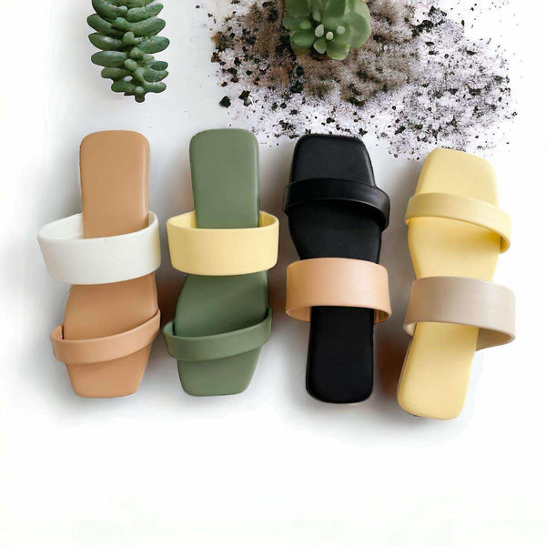 SABRINA Two-Tone Cushioned Flat Slides