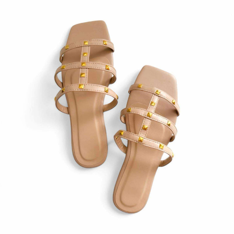 SELENE Studded Slim Strap Slides