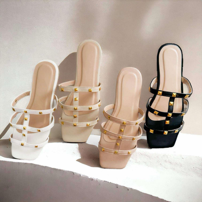 SELENE Studded Slim Strap Slides