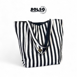 BOLSO Reversible Striped Canvas Tote Bag – Everyday Carryall in Bold Colors