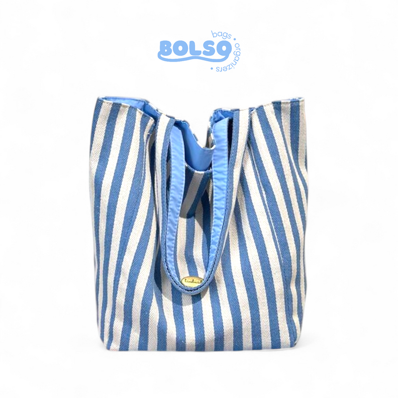 BOLSO Reversible Striped Canvas Tote Bag – Everyday Carryall in Bold Colors