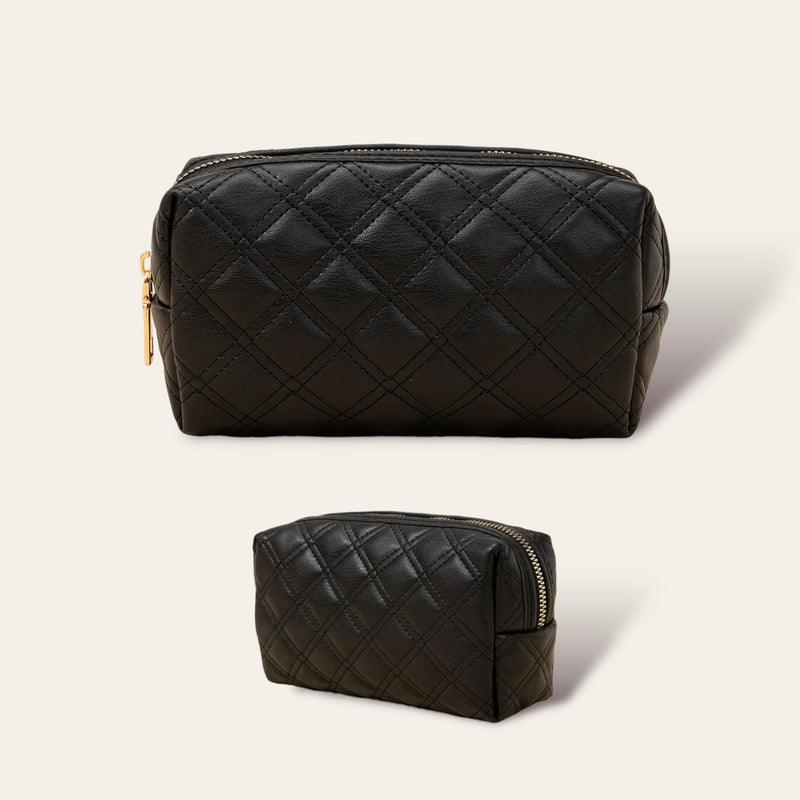 BOLSO Diamond Quilted Vanity Zip Pouch Bag