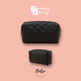 BOLSO Diamond Quilted Vanity Zip Pouch Bag