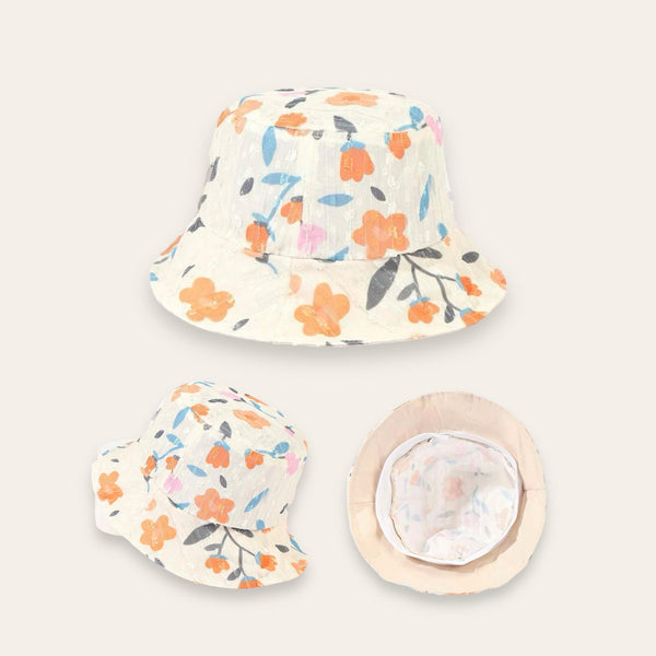 STRT Dainty Floral Print Textured Bucket Hat