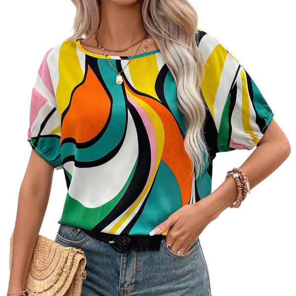 GYPSY Abstract Vibrant Print Blouse Top