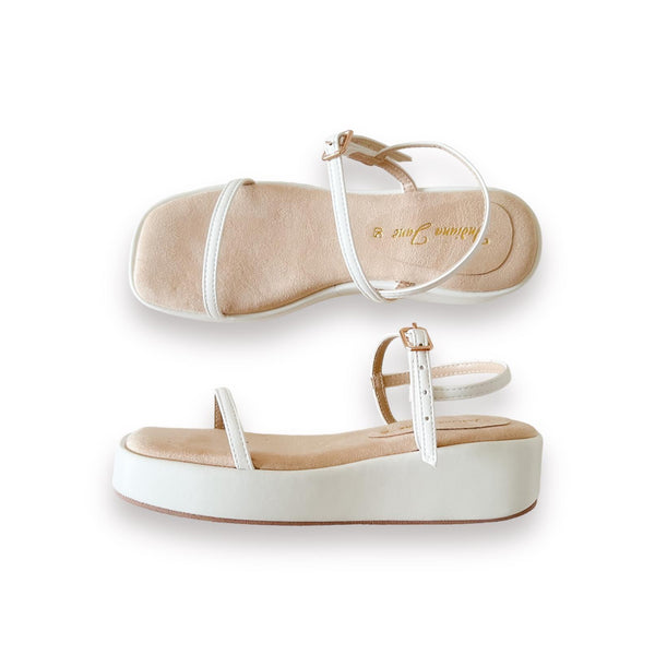 HELEN White/ Beige Platform Sandals