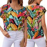 GYPSY Extended Sleeves Full Feather Printed Top