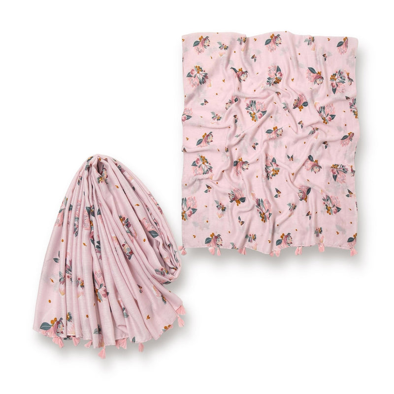 WRAP Pink Tassel Rectangular Printed Scarf