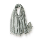 WRAP Tassel Trim Printed Scarf