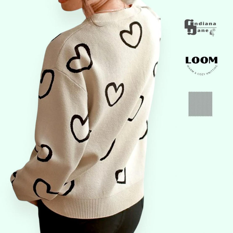 LOOM Heart Contrast Buttondown Knitted Cardigan