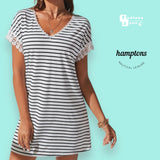 HAMPTONS Lace Trim Stripes Tee Dress