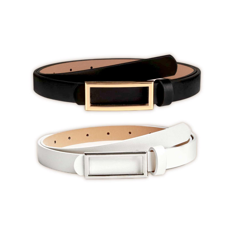 TAILLE Skinny Rectangular Buckle Adjustable Belt