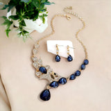 BLING 3pc Jewelry Set Contemporary Pearl Stone Necklace Earrings