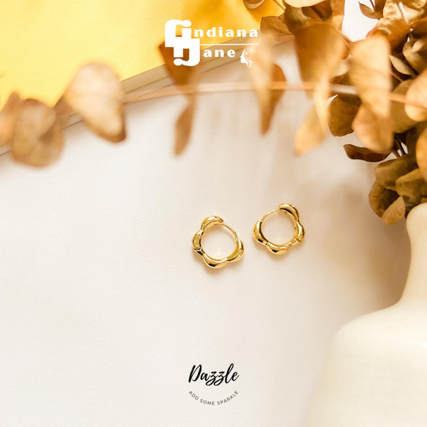 DAZZLE Mini Flower Gold Hoop Earrings