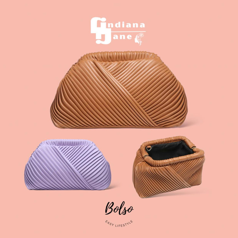 BOLSO Pleated Dumpling Clutch Handbag