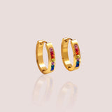 DAZZLE Multicolor Rhinestone Hoop Earrings