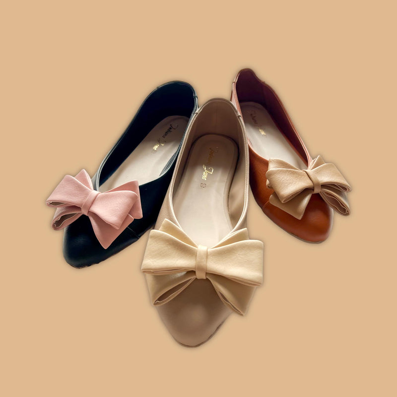 XAVI Two Tone Ribbon Pointed Ballets Flats