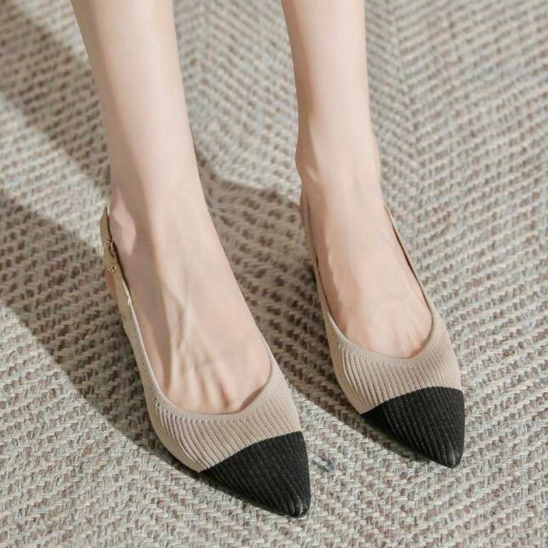 SFA ANNA Knitted Kitten Heels Slingback Pointed Pumps (NO COD)