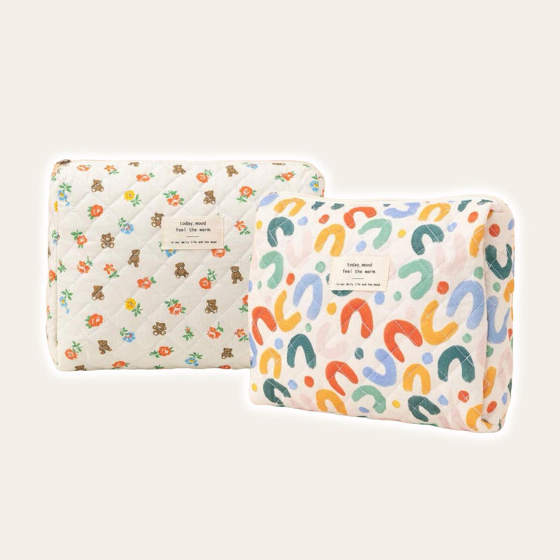 BOLSO XL Cute Print Quilt Zipper Pouch Organizer