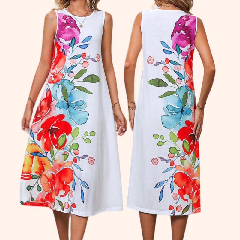 ART DECO Floral Print Long Tank Dress